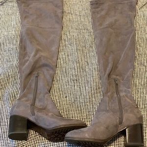 Gray over the knee boots